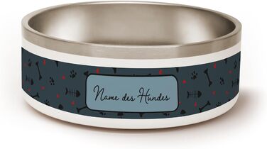 PICANOVA Набір мисок та контейнерів для корму для собак з іменем - Персоналізований набір у різдвяному дизайні - Керамічний набір мисок та контейнерів для собак як подарунковий набір для власників домашніх тварин - Дизайн Candy Bones (Набір Рибка та Кістк