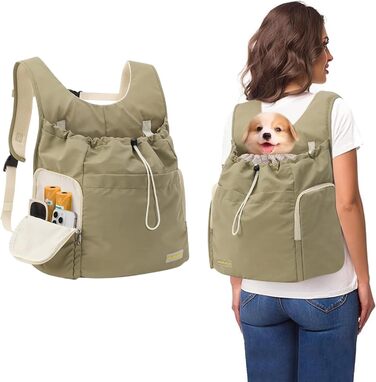 Рюкзак-переноска для собак Galatée, зелений, для подорожей та кемпінгу