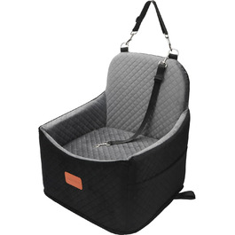 Автокрісло для собак Youvee: безпечне та зручне, для маленьких собак до 13,6 кг, висота 15,2 см, знімний та миючий чохол (чорний зовні, сірий всередині)