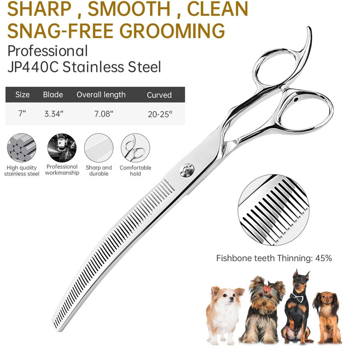 Професійна витончена ножиці для грумінгу собак та котів, 7 дюймів, японська сталь