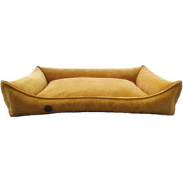 Ортопедичне ліжко для собак, сумісне з великими, середніми та маленькими породами, жовто-гірчичний колір, XL (120/80/19 см)