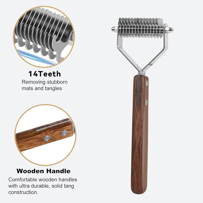 Гребінець для вичісування підшерстка SANTUO Coat King для собак та котів з 14 зубцями, інструмент для грумінгу