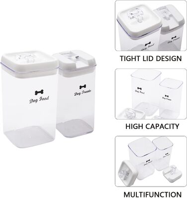 Набір контейнерів для корму для собак (2 шт.) – повітряний, BPA-free, прозорий, для ласощів та сухого корму
