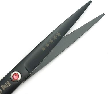 Професійний набір ножиць Kingstar 7.0'' для грумінгу тварин: прямі, філірувальні, зігнуті + гребінець, матові фіолетові, для собак