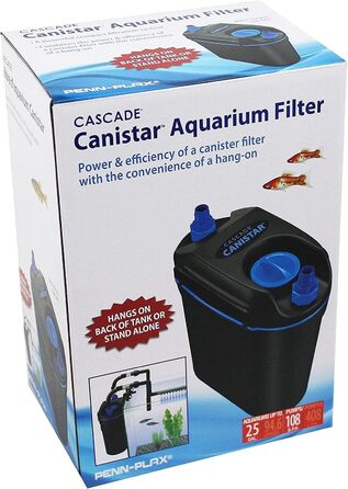 Підвісний акваріумний фільтр Penn-Plax Cascade Canistar для прісної та морської води, продуктивність 108 гал/год