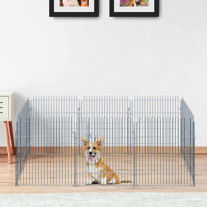 PawHut Відкритий вольєр для цуценят з 8 частин Puppy Run & Playpen, 63x76 см, безпечний і стайня | Аосом