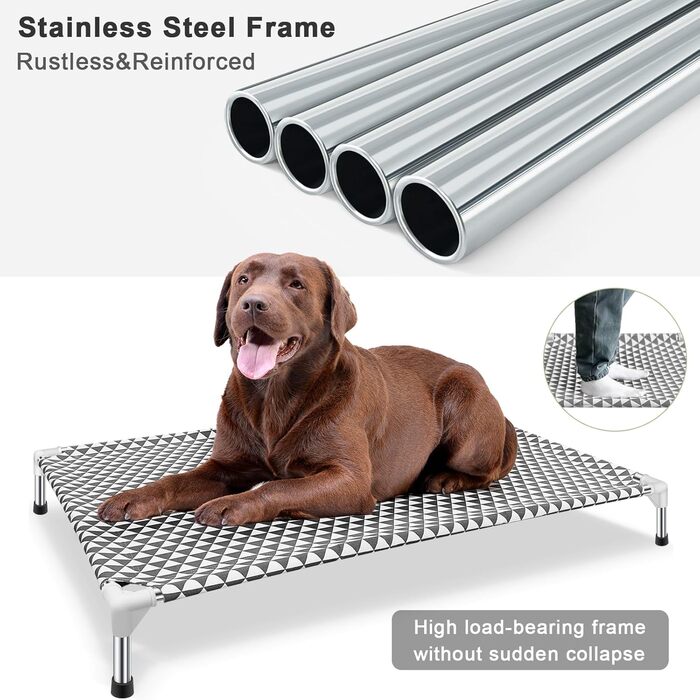 Підвищене собаче ліжко для вулиці, великий розмір, бавовна, антиковзні ніжки, до 45 кг (трикутник, X-Large)