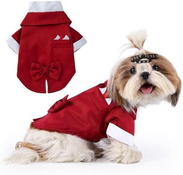 Костюм Smoking для собак Norbi, розмір M, червоний. Ідеальний для вечірок, свят та фотосесій. Комплект з краваткою.