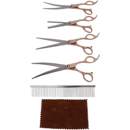 Набір ножиць для грумінгу домашніх тварин TOPINCN з нержавіючої сталі, 7 дюймів (золотий)