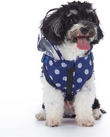 Зимовий теплий пуховик для собак з протекторними отворами, вітронепроникна куртка для холодної погоди, бавовна, костюм для цуценят, маленьких та середніх собак, розмір XL (2XL: Обхват грудей:55см/21.6 дюймів, Стиль 2: Синій горошок)