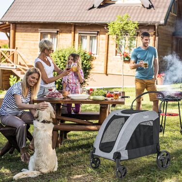 Візок для собак GOPLUS, розкладний, 60 кг, з кишенями та сіткою, 67 x 98 x 88 см