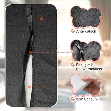 Ліжко для собак середніх та великих порід з високими бортиками, знімний та пральний чохол, кошик для собак, зручна подушка з роликом для шиї, неслизьке дно