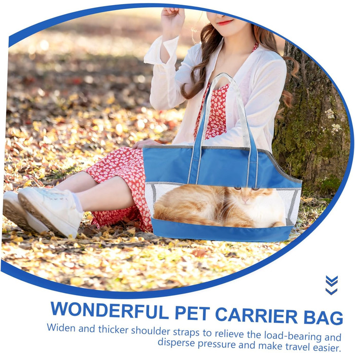 Транспортна сумка для котів POPETPOP з кишенькою-холодильником, нейлон, блакитна