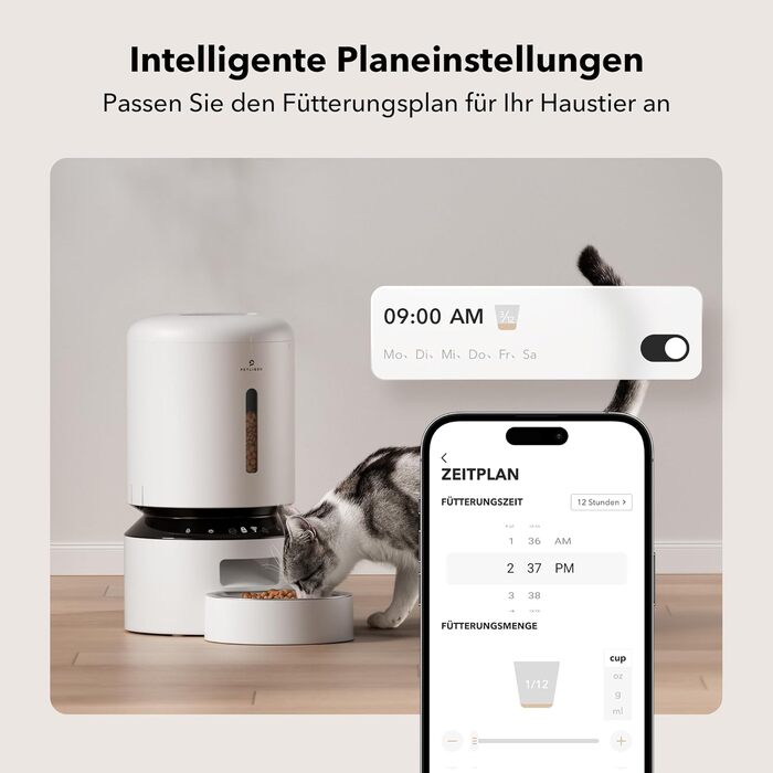 Автоматична годівниця для котів і собак PETLIBRO 5 л з Wi-Fi, керування через додаток, 5G, датчик рівня корму, захист від блокування, до 10 годувань на день, запис голосу, з мискою з нержавіючої сталі, нова модель