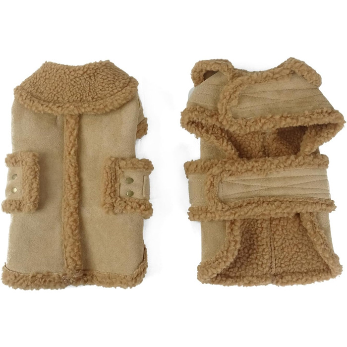 Зимова куртка для собак, тепла, вітронепроникна, пуловер для маленьких собак, теплий флісовий плащ для середніх та великих собак (Колір: Коричневий, Розмір: XXL)