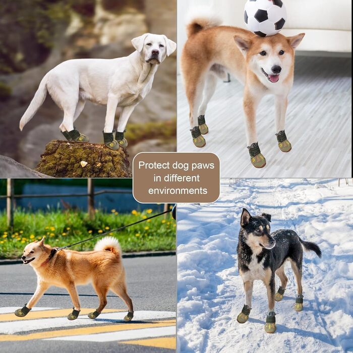 Зимові чоботи для собак великих порід, захист лап від холоду та слизькості. Водонепроникні чоботи для собак, підходять для снігу, дощу, гарячого асфальту та прогулянок. Розмір 7: 75x78 см (Д*Ш) (4 шт. в упаковці). Розмір 6: 71x65 см (Д*Ш) (4 шт. в упаковц