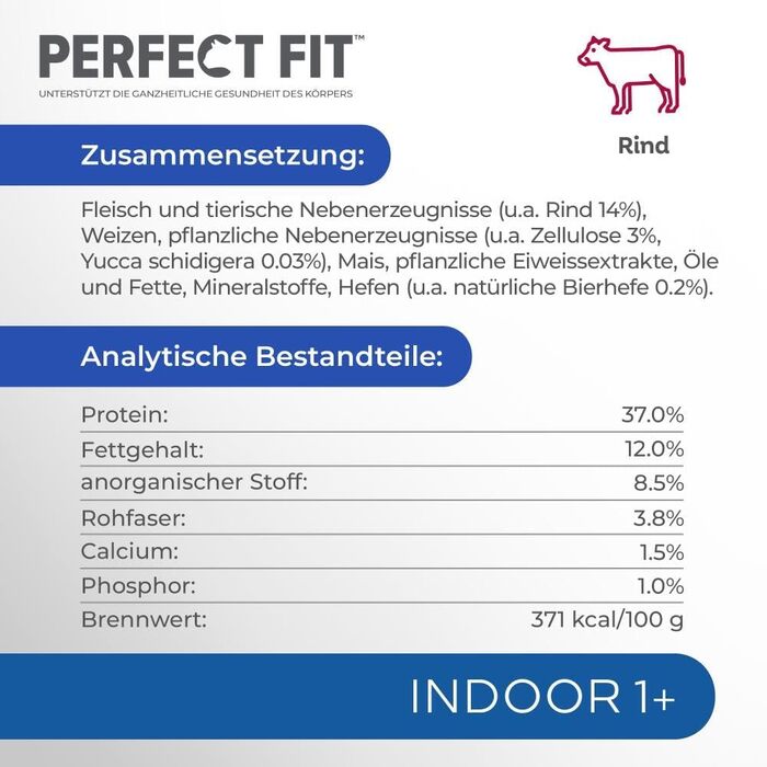 Сухий корм для дорослих котів Perfect Fit Indoor 1+ з яловичиною, 7 кг