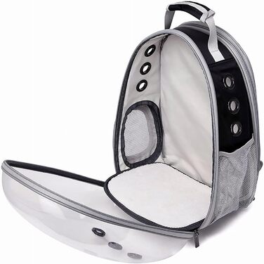 Транспортна сумка для собак та котів JUMI - переноска для котів та собак, рюкзак для тварин, аксесуари для котів, дорожня сумка, переноска з регульованим ременем, вентиляційні решітки (Чорний, Згин)