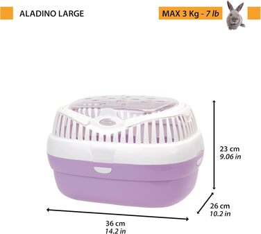 Клітка-переноска Ferplast Aladino Large для хом'яків та дрібних гризунів, рожева 36x26x23 см