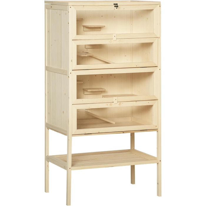 Клітка для гризунів PawHut 5 поверхів, 60 x 40 x 120 см, з драбиною, з натурального дерева, для хом'яків, мишей, дрібних тварин