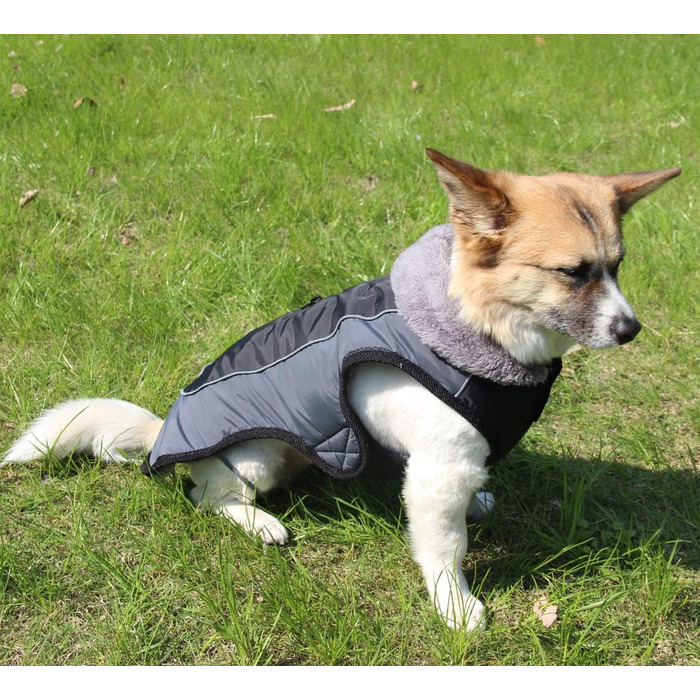 Тепла флісова нашийникова куртка для собак середніх порід, водонепроникна бавовняна куртка для холодної зими, чорний колір, розмір M