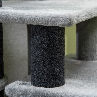 PawHut Pet Stairs 3/4-ступінчасті сходинки для кішок зі спальним місцем та ігровим м'ячем, плюшевий чохол, міцна ДСП для котів