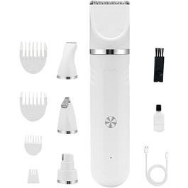 Електрична машинка для грумінгу собак 4-в-1: ножиці, щітка, тример - для собак, котів, цуценят. Зелений/Білий колір