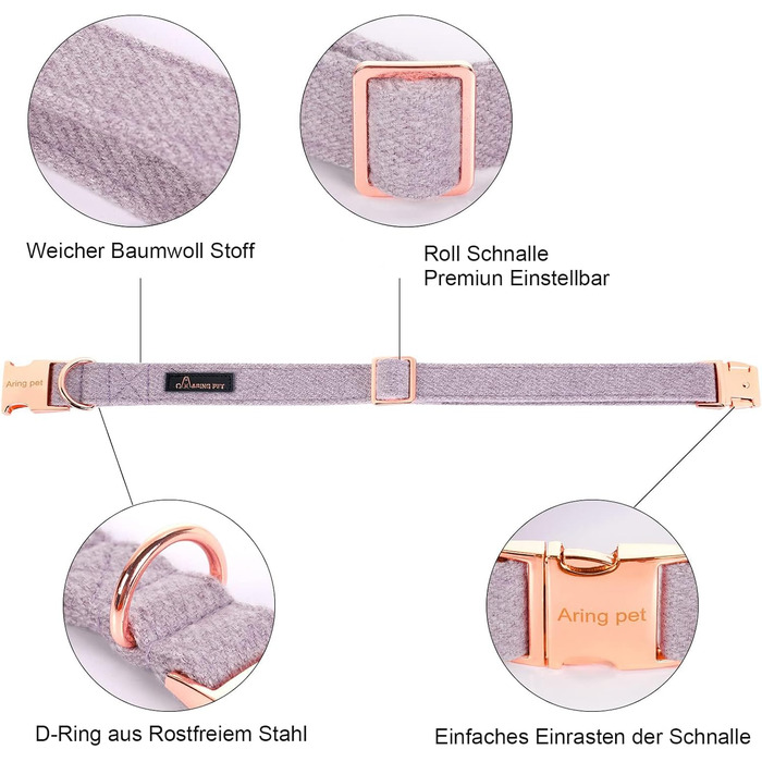 Нашийник для собак на Різдво Aring Pet, бавовняний нашийник з бантом, милий дизайн, з металевою застібкою, для великих собак (XL, лавандовий)