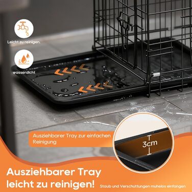 Клітка для собак BestOffice, розкладний, з 2 дверцятами, висувний піддон, ручка, переноска для собак, 61x42x48 см, S, чорна