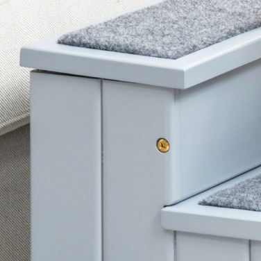 PawHut Pet Stairs Сходи для собак з 3 сходинками та килимом, для зберігання, сірий, 40.5x44.5x38 см для маленьких собак та котів