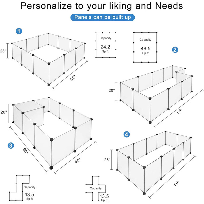 Вольєр для дрібних тварин Brian & Dany, простір для ігор для кроликів, морських свинок, цуценят - 12 панелей, 203 x 101 x 71 см (з воротами)