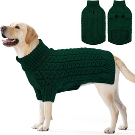 Пуловер для собак SAWMONG, великих порід, для дівчаток та хлопчиків, з коміром-горловиною, в'язаний, теплий, зелений, розмір XXL