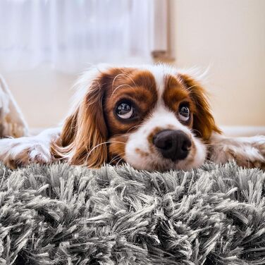 Кругле ліжко для собак та котів Donut, м'яке, пухнасте, темно-сіре, різні розміри та кольори