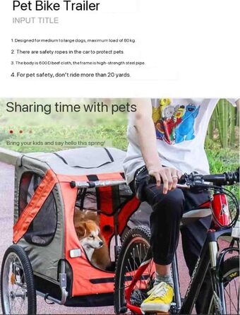 PRUJOY Причіп для собак 2-в-1 з трьома колесами, великий велосипедний причіп для собак, дитяча коляска та джогер з амортизаторами, стабільний (Червоний)