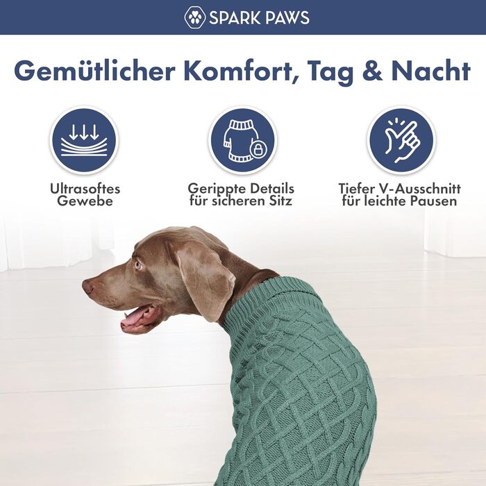 Теплий зимовий пуловер Spark Paws для собак – м'який, комфортний, підходить для французьких бульдогів, пітбулів, кобелів та сук (Pine Green, 2XL) – 16-25 кг