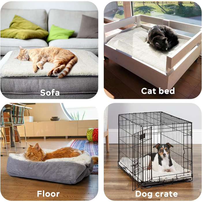 М'яке ліжко для котів, 60x45 см, плюшеве, для собак та котів, 2-в-1, ліжко-подушка, ліжко-ковдра, гніздо, ліжко (M:61x51 см)