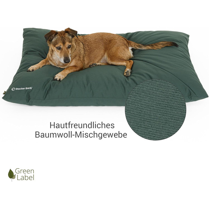 М'яке ліжко для собак великих порід Doctor Bark GreenLabel - зручне, миється, зелене (L)