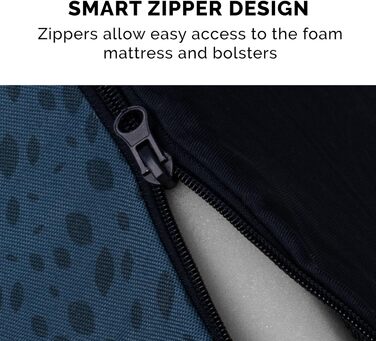 Ліжко для собак Furhaven великого розміру з ортопедичним матрацом, стиль дивана, знімний чохол, велике (135 x 102 x 24 см, блакитно-горіховий)