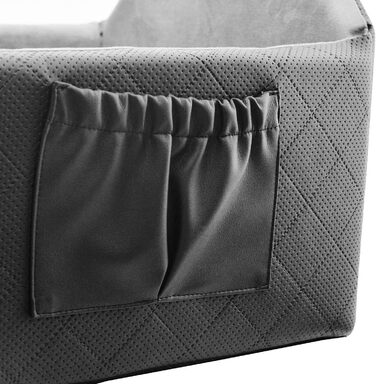 Автоматичний автокрісло для собак 2в1 | Універсальне миюче автокрісло для заднього та переднього сидіння | Лежанка для собак та котів | Чорний колір | Штучна шкіра, пухнастий плюш | 48 x 48 см