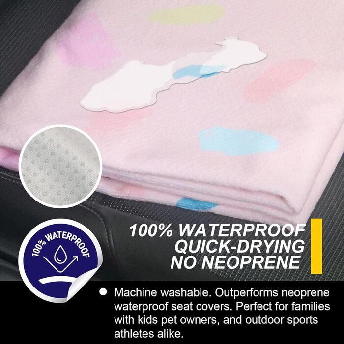 Чохол на сидіння заднього ряду для авто: універсальний, водонепроникний, для собак та дітей (рожева мармурова текстура)