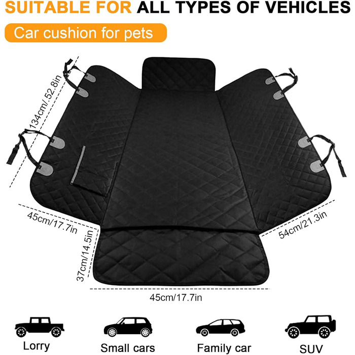Захист для заднього сидіння автомобіля для собак, водовідштовхувальний, з кріпленням на ремінь безпеки, підходить для всіх авто, мінівенів, SUV