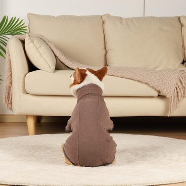 Теплий флісовий пуловер для собак Hjyokuso, піжама, одяг для холодної погоди, розмір L, колір коричневий