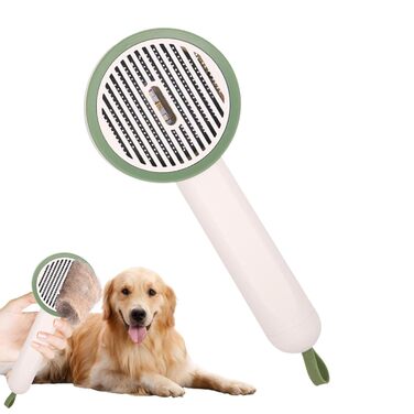 Гребінець для собак та цуценят Slicker від випадання шерсті. Ергономічна гребінець з кнопкою розплутування для щоденного догляду. Білий колір.