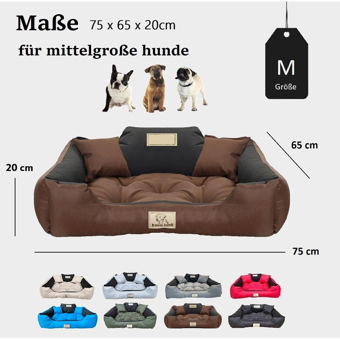 Крісло-ліжко для собак великих порід King Dog: миється, водонепроникне, з можливістю персоналізації (колір: коричневий, розмір M 75x65 см)