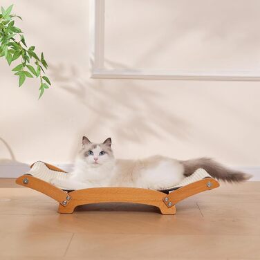 Кігтеточка-ліжко для котів з сизалю, масивне дерев'яне ліжко-гамак, кігтеточки, стійка для дряпання, великі коти, меблі для котів