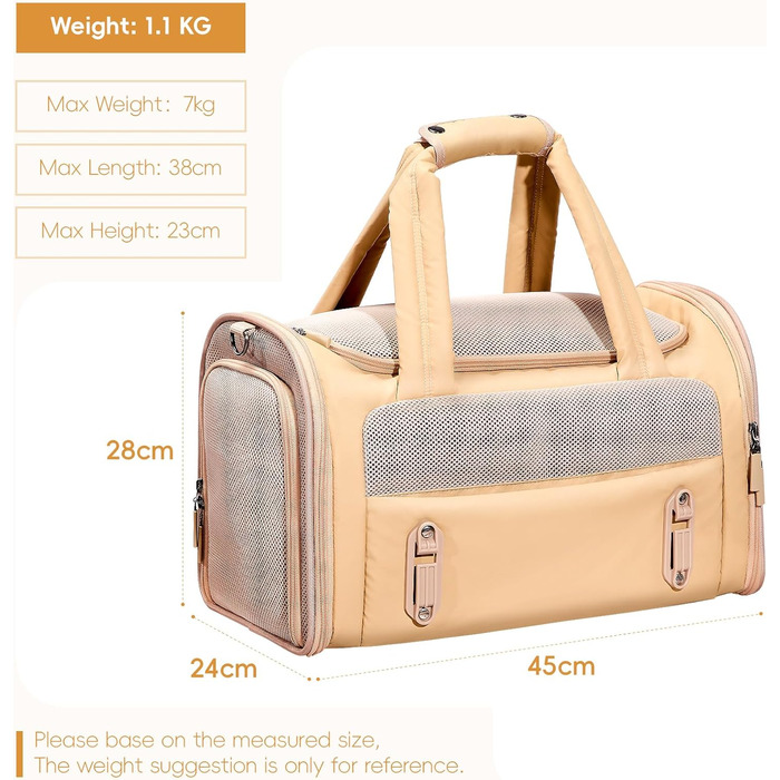 Транспортна переноска для котів та собак 4Pet, Khaki: міцна, з сіткою, для подорожей літаком та автомобілем