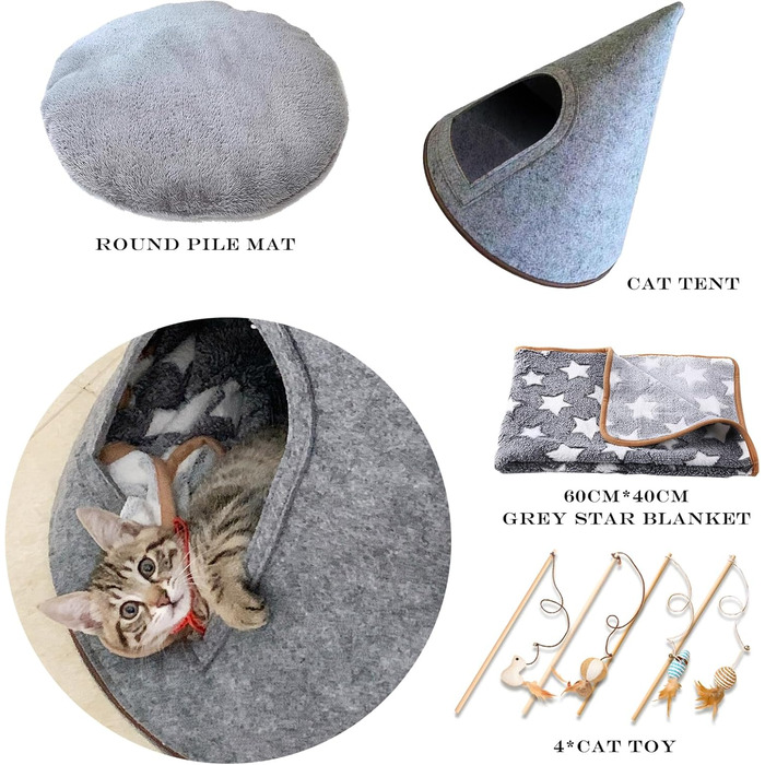 Кігтеточка-будиночок для котів Filzzelt з іграшками та підстилкою, для дому та вулиці