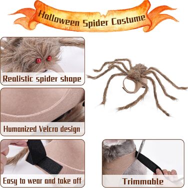 Костюм на Хелловін для тварин BT Bear: Павук, для собак, коричневий, розмір M