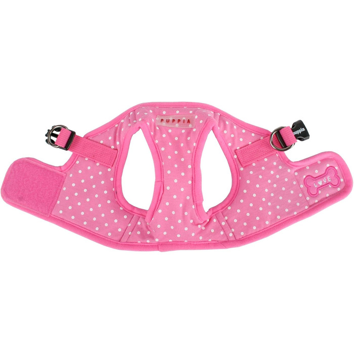 Шлея для собак Puppia Dotty Step-in, не тягне, зручна, розмір L, рожева, для малих порід