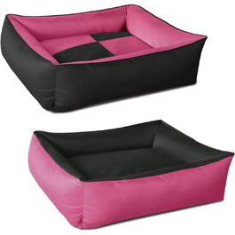 Ліжко-матрац для собак BedDog MAX Quattro 2в1 XL, кордура, з бортиком, рожево-чорне, для дому та вулиці, знімний чохол, Candy